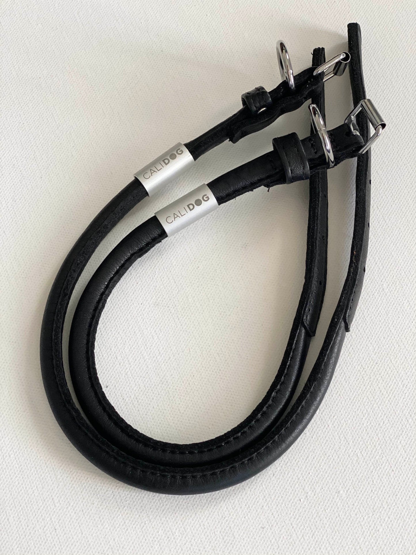 Black Rolled Leather Dog Collar