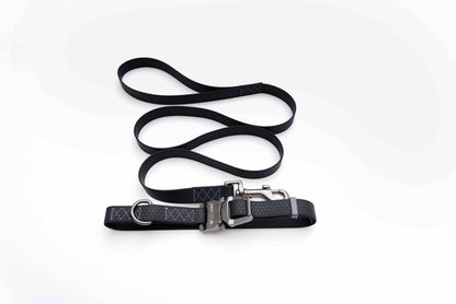 Black Waterproof Dog Collar and Leash Set