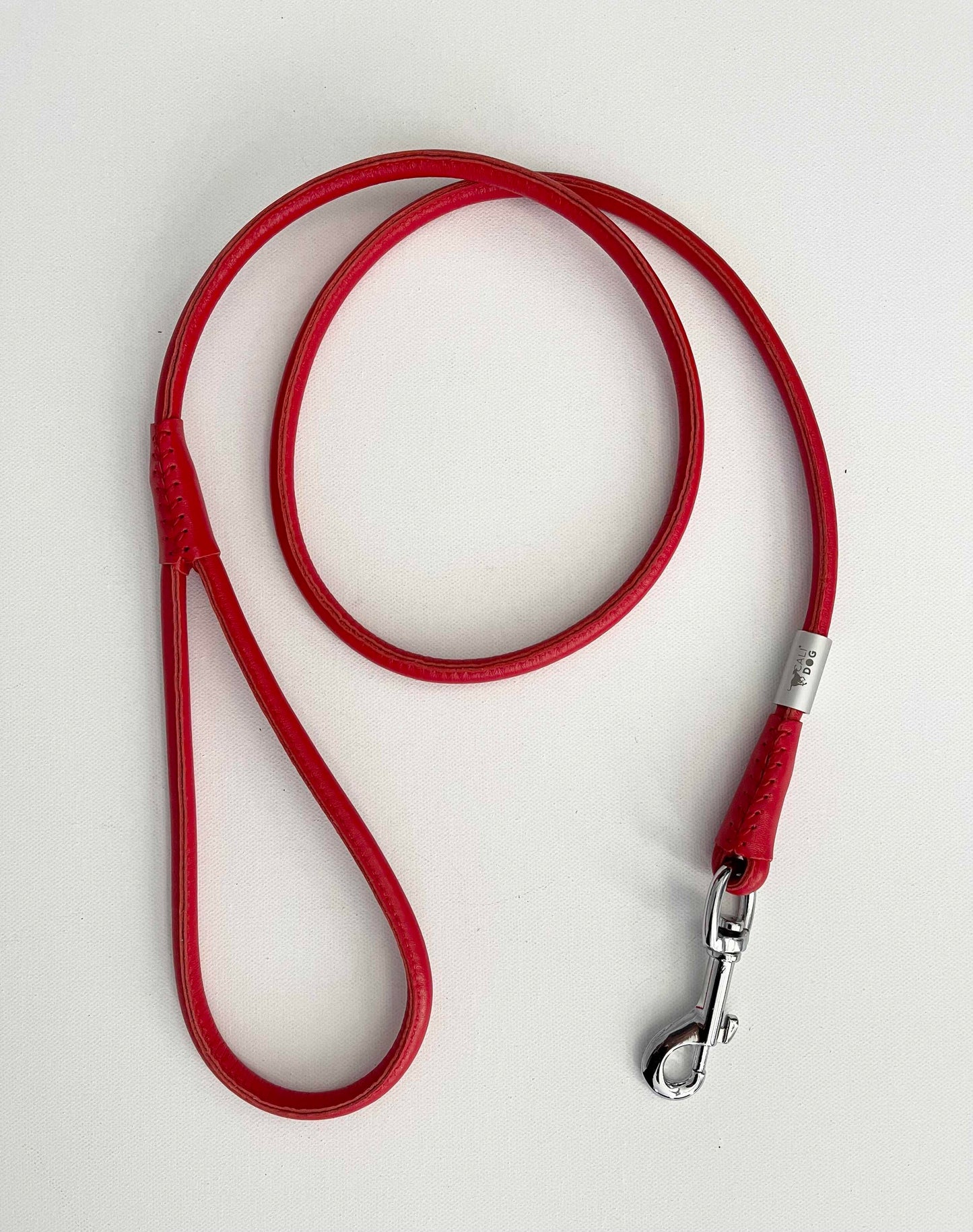 Red Rolled Leather Dog Leash