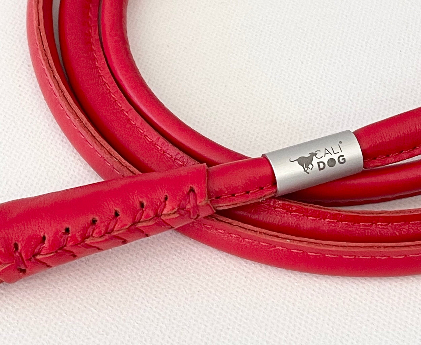 Red Rolled Leather Dog Leash