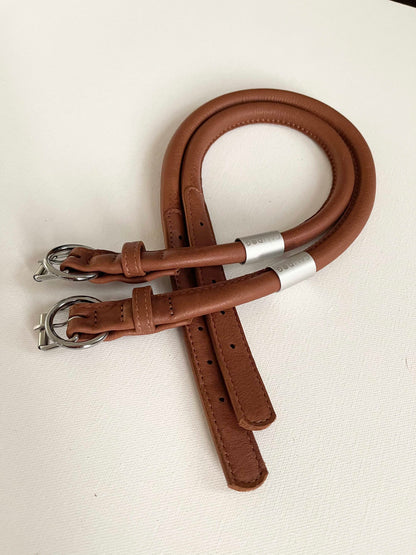 Brown Rolled Leather Dog Collar