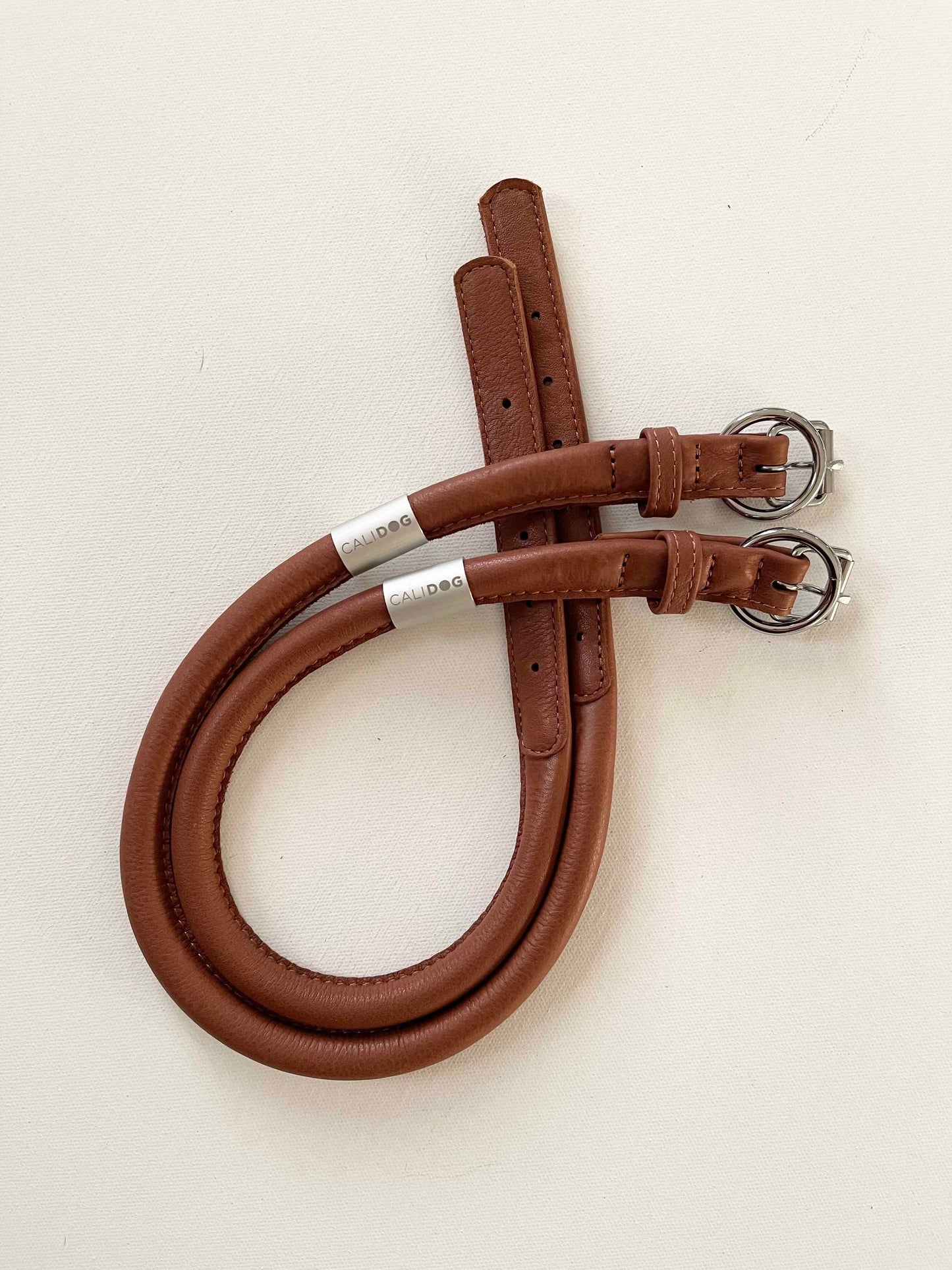 Brown Rolled Leather Dog Collar