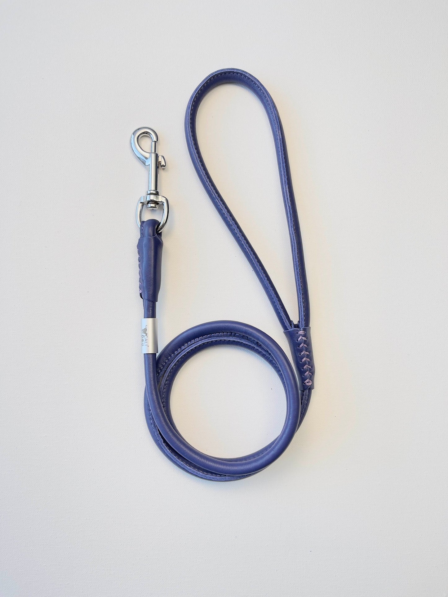 Rolled Leather Purple Dog Leash