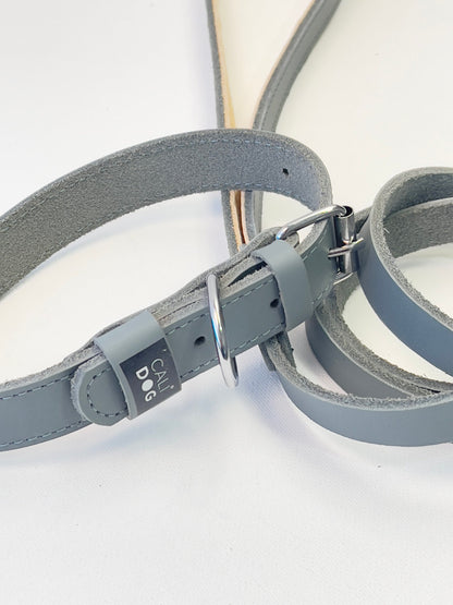 Grey Classic Dog Collar and Leash Set